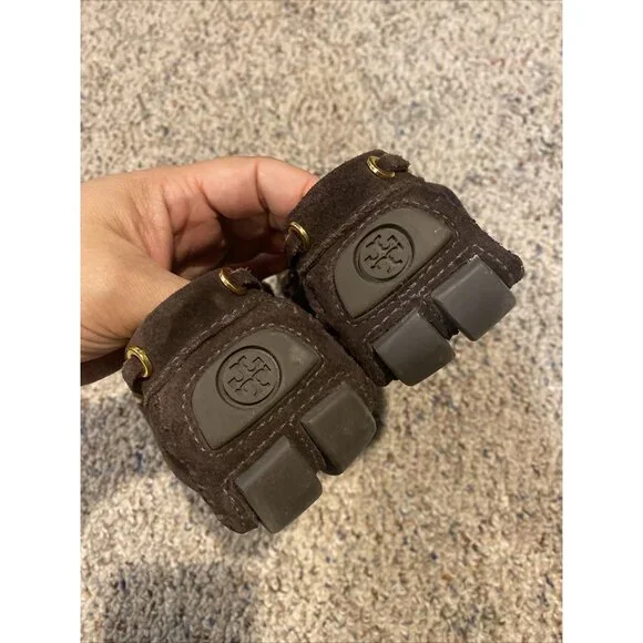 Tory Burch Womens Slip On Fringe Logo Suede Loafers Moccasins Size 7 1/2M - Picture 5 of 6